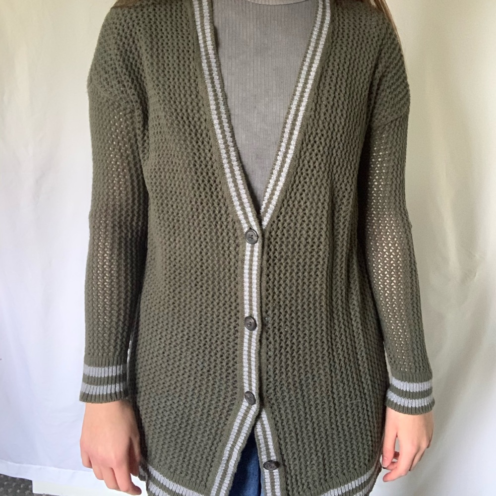 Dark Green Knit Cardigan
